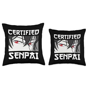 Funny Senpai Anime Weeb Gifts Funny Anime Otaku for Teen Boys and Weebs Certified Senpai Throw Pillow, 18x18, Multicolor