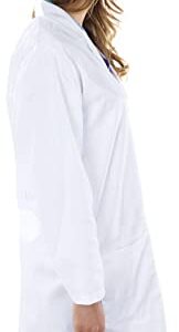 NY Threads Professional Lab Coat for Women, Full Sleeve Cotton Blend Long Medical Coat (White, Small)