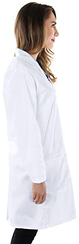 NY Threads Professional Lab Coat for Women, Full Sleeve Cotton Blend Long Medical Coat (White, Small)