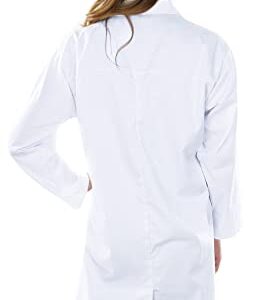 NY Threads Professional Lab Coat for Women, Full Sleeve Cotton Blend Long Medical Coat (White, Small)