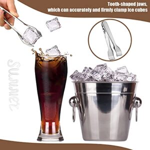 4 Pieces Ice Tongs and Scoops Stainless Steel Ice Cube Tong with Teeth Ice Shovel Scoop Ice Cube Buffet Clip Candy Scoop Food Kitchen Serving Tong Set for Cocktail Whiskey Tea Party