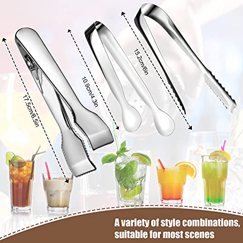 4 Pieces Ice Tongs and Scoops Stainless Steel Ice Cube Tong with Teeth Ice Shovel Scoop Ice Cube Buffet Clip Candy Scoop Food Kitchen Serving Tong Set for Cocktail Whiskey Tea Party