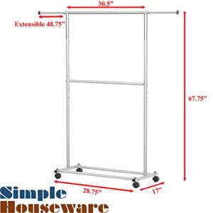 Simple Houseware Double Rod Garment Rack, Grey