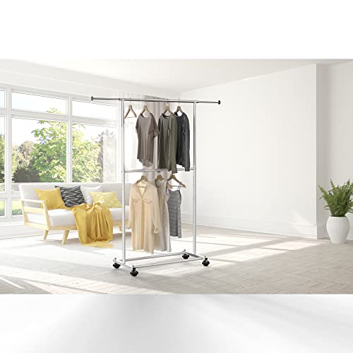 Simple Houseware Double Rod Garment Rack, Grey