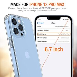 Trianium Case Compatible with iPhone 13 Pro Max 2021 (6.7 inch), Clarium Series Protective TPU Hybrid Cushion Rigid Cover Clear