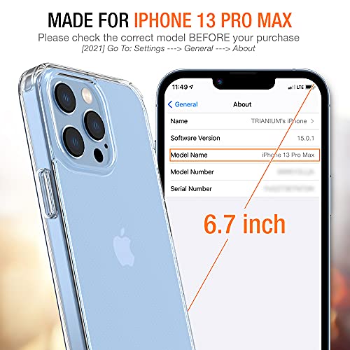 Trianium Case Compatible with iPhone 13 Pro Max 2021 (6.7 inch), Clarium Series Protective TPU Hybrid Cushion Rigid Cover Clear