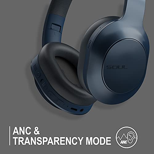 New Soul Emotion Max - Active Noise Cancelling Wireless Over-Ear Headphones with Multipoint Connection, Blue