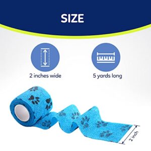 WePet Pet Wrap, Self-Adhesive Non-Woven Tape for Dog Legs, Paws, Wounds, First Aid Cohesive Gauze for Horse, Cat, Bird, Animal, 12 Rolls, 2 Inch, Claw