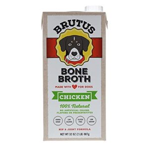 brutus bone broths chicken bone broth wet dog food, 32 oz.