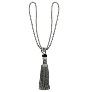 MALANOV 2 Pack Curtain Beaded Tassels Tiebacks Tie-Backs, Curtain Handmade Holdbacks, Polyester Beaded Curtain Tieback - Grey