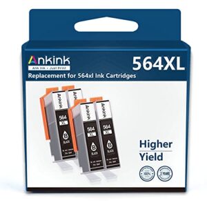 ankink compatible ink cartridge replacement for hp 564xl 564 xl combo pack for photosmart 5510 5520 6520 7510 7520 premium c309a c410a printer 4 pack 4 black
