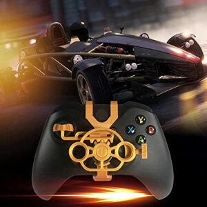 Onyehn 3D Mini Steering Wheel Case Replacement,Gaming Racing Wheel Simulation driver Plug-in for Xbox One/One S/one X/Elite Controller(Metallic gold)