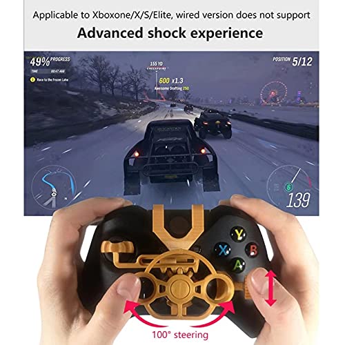 Onyehn 3D Mini Steering Wheel Case Replacement,Gaming Racing Wheel Simulation driver Plug-in for Xbox One/One S/one X/Elite Controller(Metallic gold)