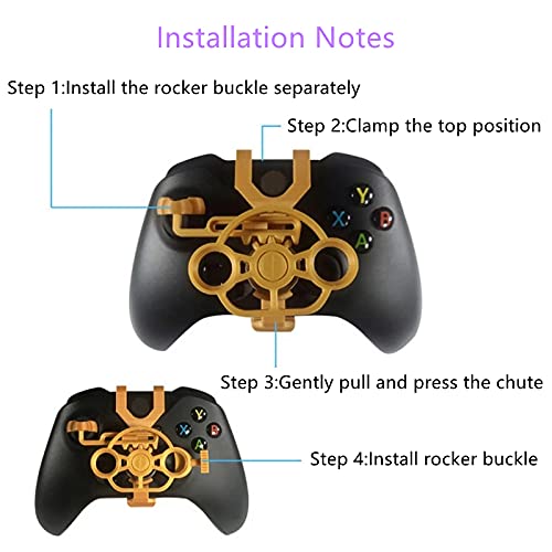 Onyehn 3D Mini Steering Wheel Case Replacement,Gaming Racing Wheel Simulation driver Plug-in for Xbox One/One S/one X/Elite Controller(Metallic gold)