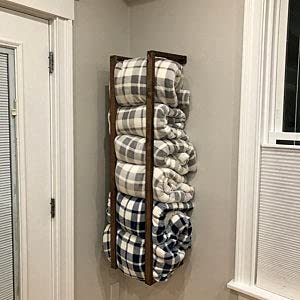 blanket rack | blanket storage | shelf/towel storage | farmhouse rustic decor | blanket ladder (48, weathered grey)