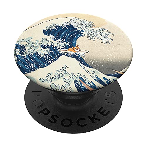 Wave Corgi Surfing Dog PopSockets Swappable PopGrip