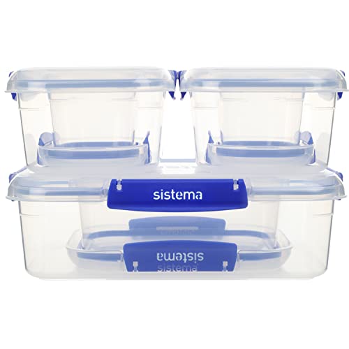 Sistema KLIP IT PLUS Food Storage Containers | 6 Piece Airtight Containers Set | Leak-Proof Seal | Easy Locking Clips | BPA-Free