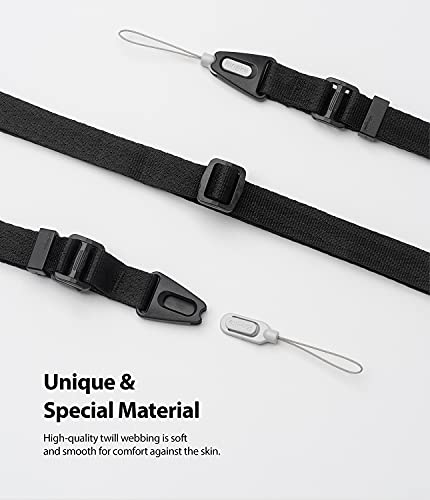 Ringke Lanyard Design Strap Shoulder Neck Hand Wrist Designed for Cell Phone Cases, Keys, Cameras & ID QuikCatch Lanyard Adjustable String - Black