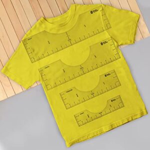 simply stocked tshirt ruler guide for vinyl alignment - 4 pcs of pvc t shirt rulers to center designs for heat press - 17.5, 16, 12 and 10 inch guides for t-shirts of all sizes (transparent)