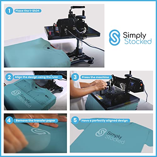 Simply Stocked Tshirt Ruler Guide for Vinyl Alignment - 4 Pcs of PVC T Shirt Rulers to Center Designs for Heat Press - 17.5, 16, 12 and 10 Inch Guides for T-Shirts of All Sizes (Transparent)