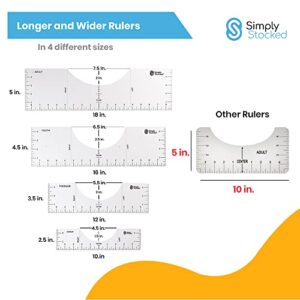 Simply Stocked Tshirt Ruler Guide for Vinyl Alignment - 4 Pcs of PVC T Shirt Rulers to Center Designs for Heat Press - 17.5, 16, 12 and 10 Inch Guides for T-Shirts of All Sizes (Transparent)