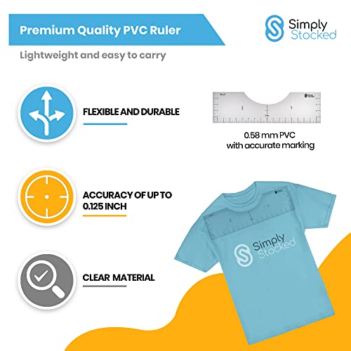 Simply Stocked Tshirt Ruler Guide for Vinyl Alignment - 4 Pcs of PVC T Shirt Rulers to Center Designs for Heat Press - 17.5, 16, 12 and 10 Inch Guides for T-Shirts of All Sizes (Transparent)