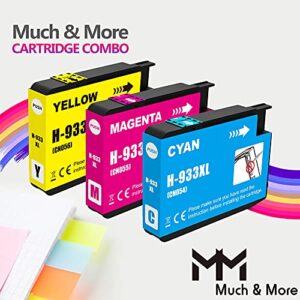 MM MUCH & MORE Compatible Ink Cartridge Replacement for HP 933XL 933 932 932XL Used for Officejet 6100 6600 6700 7110 7510 7610 7612 Printers (Cyan + Magenta + Yellow) 3-Pack