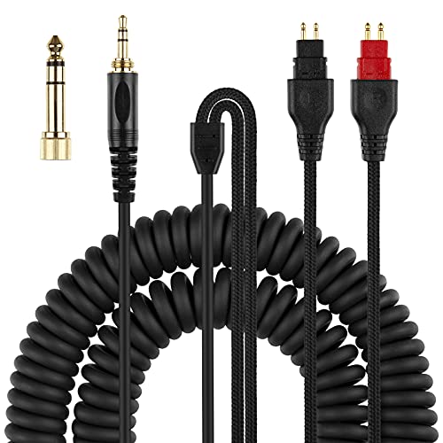 weishan Coiled Headphone Cord Replacement for Sennheiser HD650, HD660 S, HD600, HD6XX, HD580, HD565, HD545, HD535, Audio Cable Wire 3.5mm 1/8" Plug and 6.35mm 1/4" Adapter 5m(16ft)