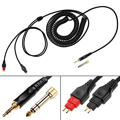 weishan Coiled Headphone Cord Replacement for Sennheiser HD650, HD660 S, HD600, HD6XX, HD580, HD565, HD545, HD535, Audio Cable Wire 3.5mm 1/8" Plug and 6.35mm 1/4" Adapter 5m(16ft)