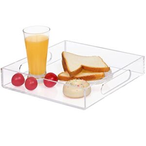 acrylic tray, clear serving tray,square tray 10x10 inch, plastic tray for food, drink, coffee table, ottoman,décor tray