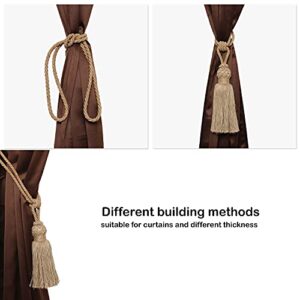 MALANOV 2 Pack Curtain Tiebacks, Strong Heavy Handmade Natural Jute Rope Drapery TieBacks, Decorative Holdbacks Holders for Window Sheer and Blackout Panels