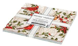 10" squares - winter visitors holiday christmas birds trees snow robert kaufman ten-square fabric bundle quilter's cotton precuts (m531.15)