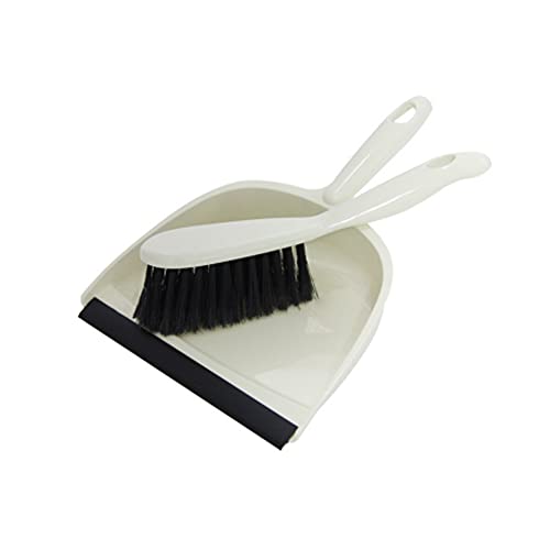 CQT Mini Dustpan and Brush Set Clean Tool for Pet Hair with Handles Cleaning Tool Kit for Home Shelf Kitchen Office Desk Tabletop Floor and Sofa,White (S001 White)