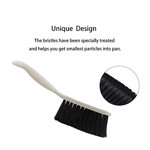 CQT Mini Dustpan and Brush Set Clean Tool for Pet Hair with Handles Cleaning Tool Kit for Home Shelf Kitchen Office Desk Tabletop Floor and Sofa,White (S001 White)