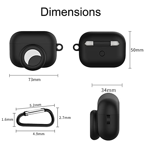 Case Holder for Airpod Pro for AirTag with Keychain, iZi Way Full Body Protective Silicone Skin for Airpods Pro Case 2019 Release Cover with Built in Slot for Airtags - Black, 1 Pack