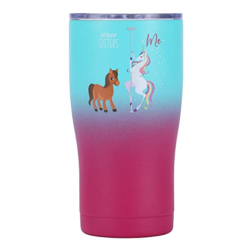 Shamone Tumbler 20oz Insulated Stainless Steel w/Lid, SS Straw, Cleaning Brush, Sister Gifts for Unicorn Lovers, Sister Gifts from Sister, Sister Gifts, Sister Birthday Gifts from Sister (Purple Teal)