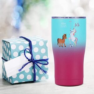 Shamone Tumbler 20oz Insulated Stainless Steel w/Lid, SS Straw, Cleaning Brush, Sister Gifts for Unicorn Lovers, Sister Gifts from Sister, Sister Gifts, Sister Birthday Gifts from Sister (Purple Teal)