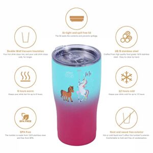 Shamone Tumbler 20oz Insulated Stainless Steel w/Lid, SS Straw, Cleaning Brush, Sister Gifts for Unicorn Lovers, Sister Gifts from Sister, Sister Gifts, Sister Birthday Gifts from Sister (Purple Teal)