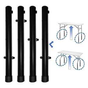 teh smart table leg extenders for folding table – 4-pack table risers for straight and bent legs – highly durable steel construction – 16 inches height – ideal for back pain (black, 400x35)