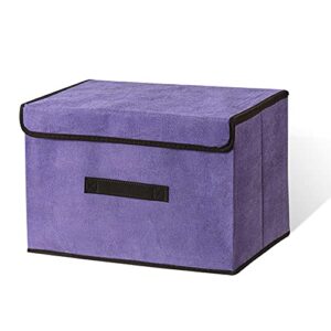 lele life foldable storage box with dustproof lid and handle, foldable storage bin collapsible storage organizer for closet, bedroom, home, purple
