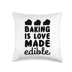 baking is love made edible funny baker throw pillow, 16x16, multicolor