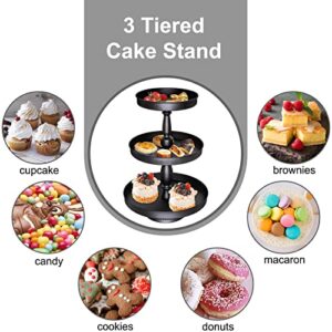 Weharnar Black Tier Tray Cupcake Stand for 50 Cupcakes, Metal Decorative Tier Serving Trays - 3 Tiered Tray Stand Cupcake Tower Holders for Anniversary Birthday Wedding Party