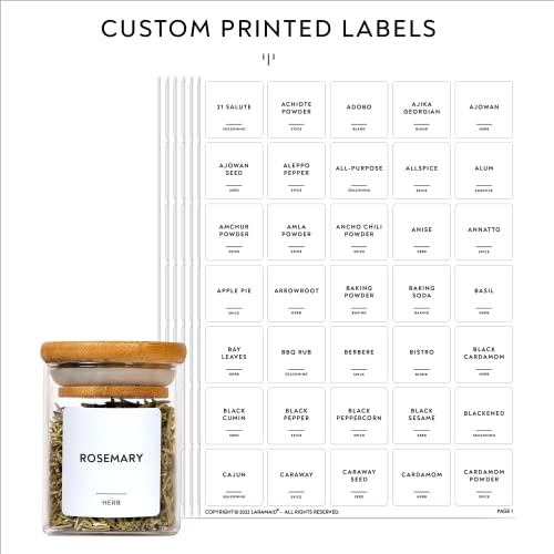 Laramaid 2.5oz 20Packs Glass Jars Set, Cylinder Spice Jars with Bamboo Lids and Customized Labels, Food Storage Container Canisters for Home Kitchen, Spice, Herbs, Seasoning, Seed, Tea, Sugar, Salt