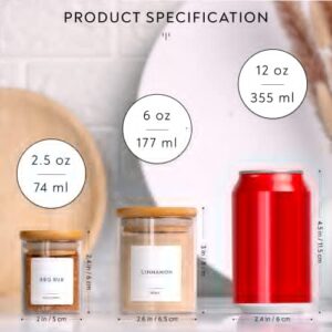 Laramaid 2.5oz 20Packs Glass Jars Set, Cylinder Spice Jars with Bamboo Lids and Customized Labels, Food Storage Container Canisters for Home Kitchen, Spice, Herbs, Seasoning, Seed, Tea, Sugar, Salt