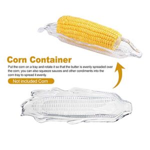 4pcs Corn Tray, Corn On The Cob Plastic Tray, Family Barbecue Tool BBQ Transparent Corn Dish, Corn Holders Skewers Trays Storage Container Party Dinnerware Sets