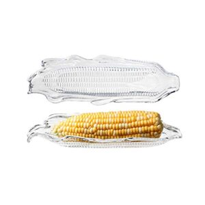 4pcs Corn Tray, Corn On The Cob Plastic Tray, Family Barbecue Tool BBQ Transparent Corn Dish, Corn Holders Skewers Trays Storage Container Party Dinnerware Sets