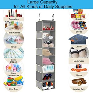 roomtalk Large-Sized Hanging Shoe Organizer 8-Shelves, Hanging Closet Clothes Organizer with 8 Side Pockets, Wider Hanging Shoe Shelves, Shoe Rack Closet, Shoe Hanger 9" W × 11.8" D× 48" H, Grey