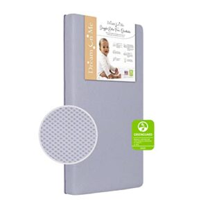 dream on me snuggles extra firm fiber portable and mini crib mattress in periwinkle, greenguard gold certified, soft breathable mesh cover, lightweight baby mattresses for cribs