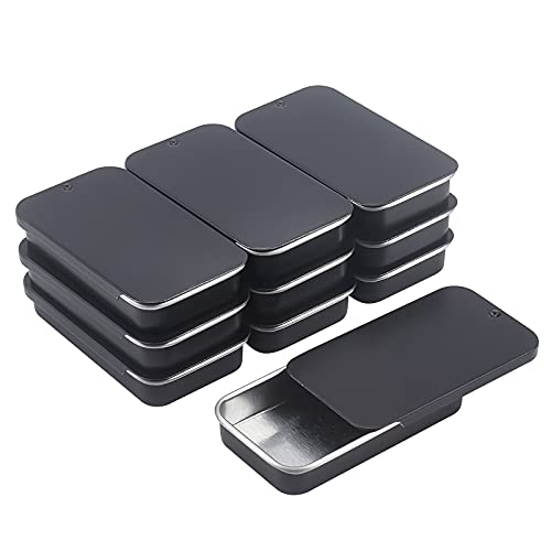 BENECREAT 20 Pack Metal Slide Top Tin Containers Gunmetal Small Tin Containers for Lip Balm, Crafts, Storage Kit, 2.4x1.3x0.4''