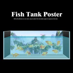 Fish Tank Background Sticker, PVC Castle Pattern Sticker Landscape Image Fish Tank Background Poster Backdrop Decoration Paper (61 * 41cm)